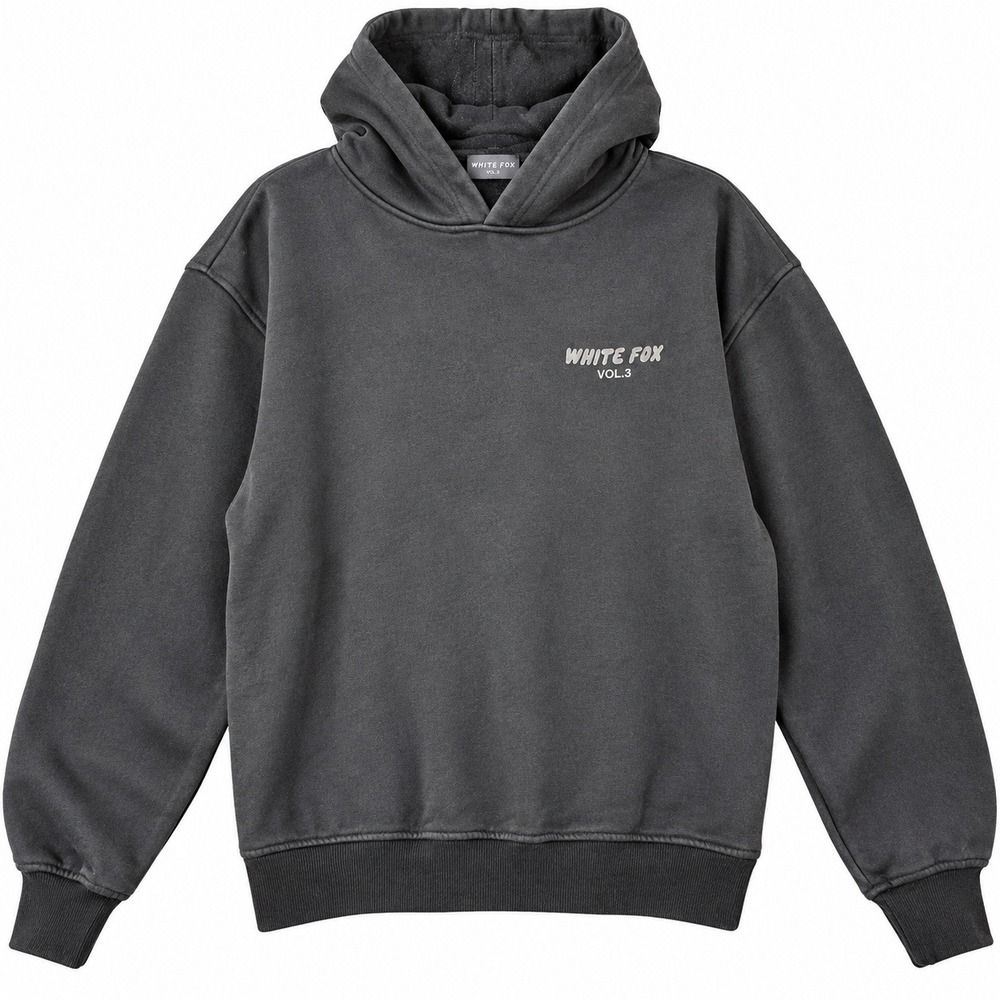 White Fox Vol 3 Oversized Hoodie Womens S/M Black 3D Puffy Logo Sweatshirt